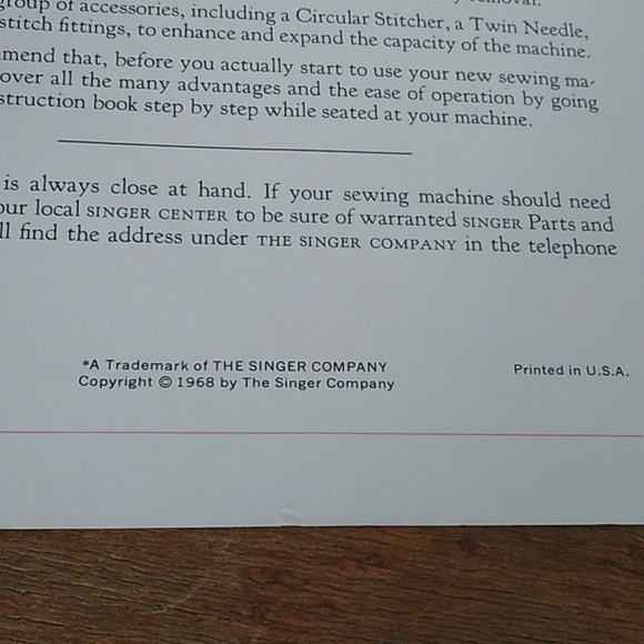 Vintage Original Singer Instruction Booklet for Touch & Sew 635 (1968) - Picture 2 of 12